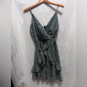 Green and White leopard Mini Dress